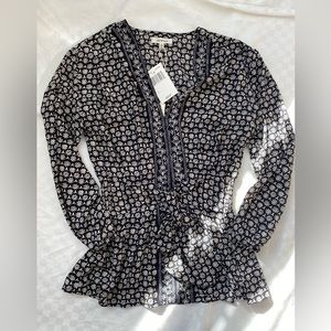 Black and White Long Sleeve Blouse